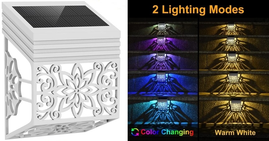 Due luci solari variopinte LED del giardino di modo che accendono le lampade ambientali della luce solare del recinto