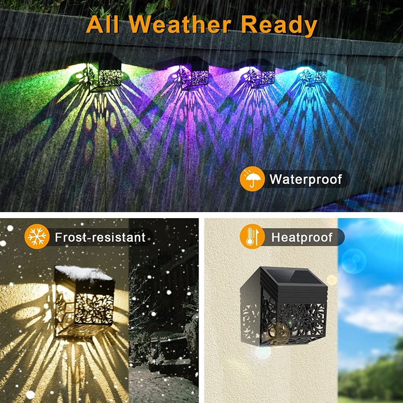 Due luci solari variopinte LED del giardino di modo che accendono le lampade ambientali della luce solare del recinto