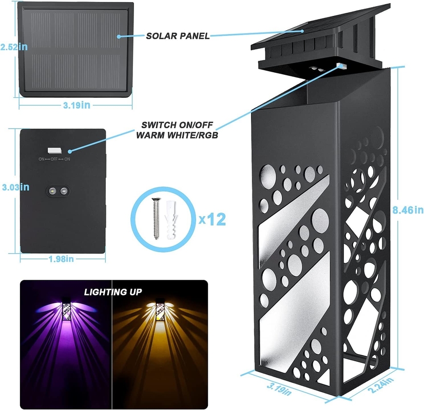 IP 68 Acque resistenti a luce solare a LED Lampade di terrazza per esterni Decorative Lampade di terrazza solare per cortile
