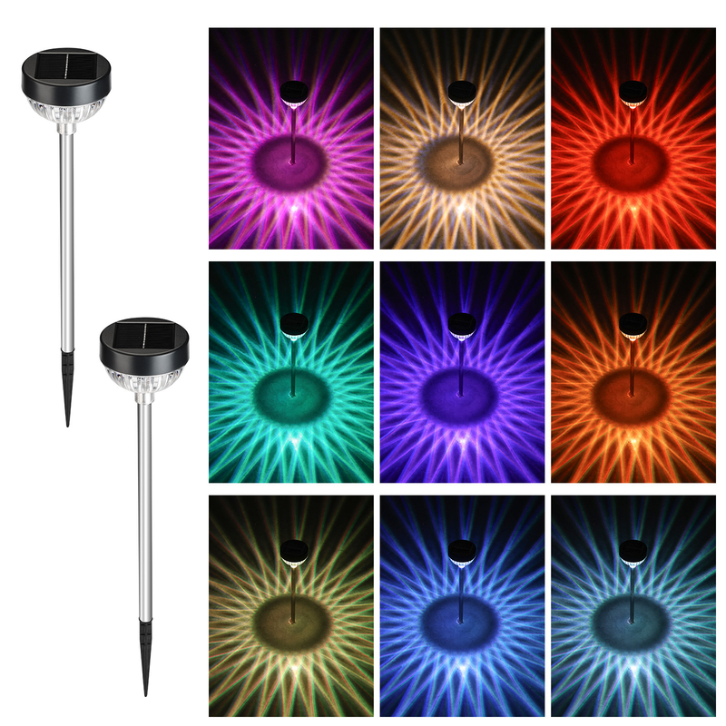 Lampade da giardino a LED colorate a energia solare con pannello di silicio monocristallino per un tempo di lavoro di 20 ore caldo