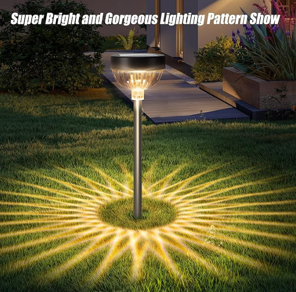 Lampade da giardino a LED a energia solare con livello di impermeabilità IP65 e intensità luminosa di 10LM per percorsi esterni