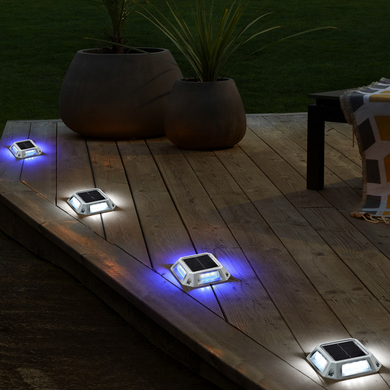 LED Solar Dock Light Aluminio 20 lumens IP68 impermeabile 4-Pack con installazione a vite