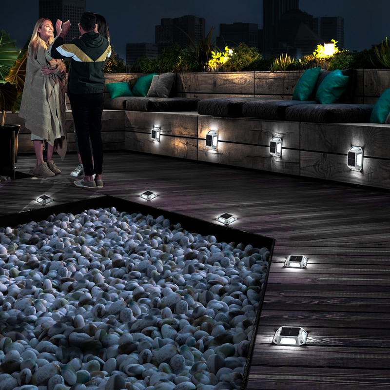 LED Solar Dock Light Aluminio 20 lumens IP68 impermeabile 4-Pack con installazione a vite
