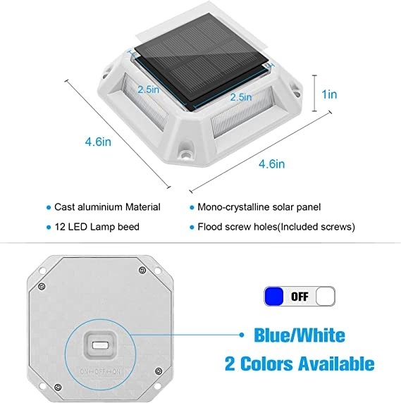 LED Solar Dock Light Aluminio 20 lumens IP68 impermeabile 4-Pack con installazione a vite
