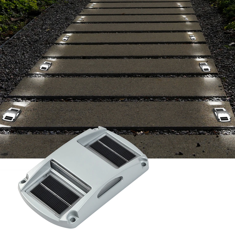 Lampade di dock solari in alluminio con installazione a vite a 2V alimentate a energia solare - pacchetto di 4