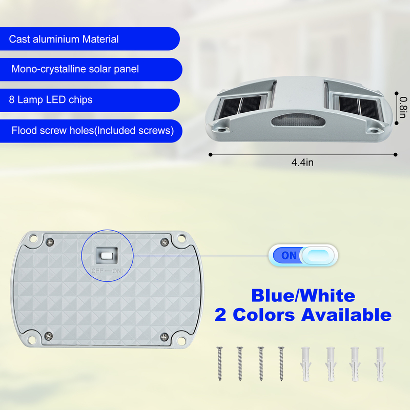 Lampade di dock solari in alluminio con installazione a vite a 2V alimentate a energia solare - pacchetto di 4