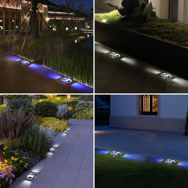Lampade di dock solari in alluminio con installazione a vite a 2V alimentate a energia solare - pacchetto di 4