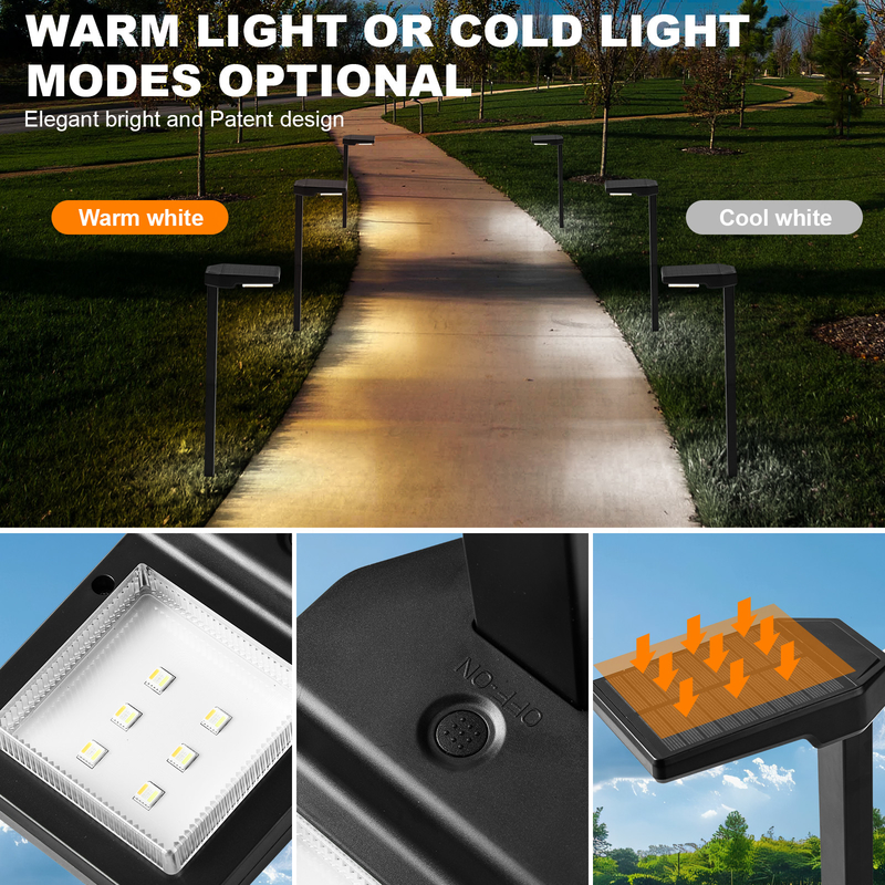 Illuminazione di 15 ore Luce a palo solare con 2 perline a LED e pannello di silicio monocristallino
