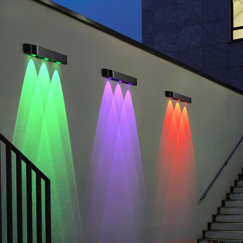 Luce solare per pareti esterne con batteria al litio ternario 3Pcs LED RGB Respiration IP65 ABA PC Shell