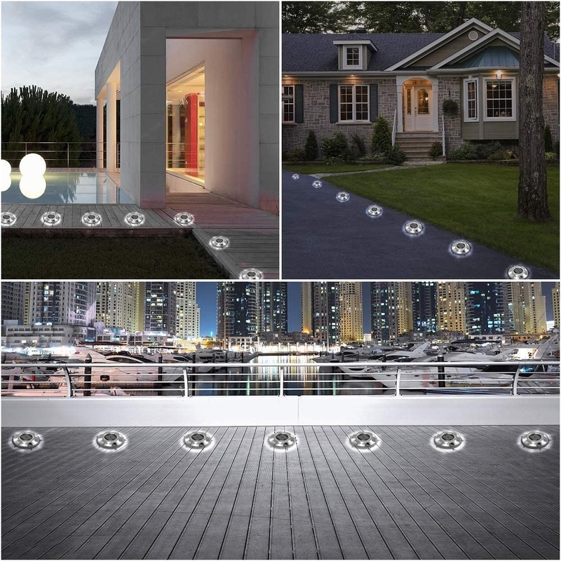 Avvertenze esterne LED Lampade solari per via d'ingresso Dock Lampade a gradino solari per marciapiede Giardino Corridoio Cortile