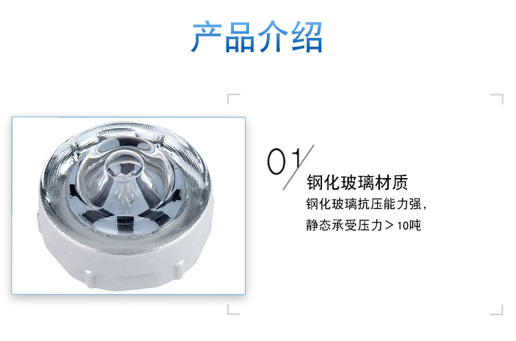 360 gradi vetro temperato a energia solare LED Road Stud Roadway Avvertimento Pavimentazione Road Stud