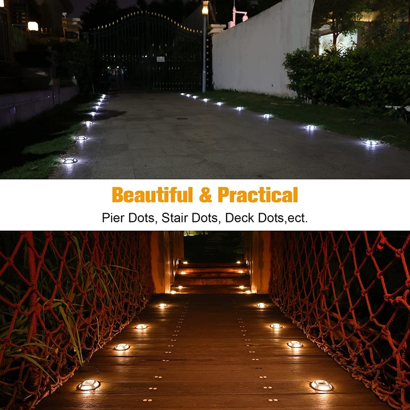 Lampade di terrazza solari impermeabili IP67 LED Ourdoor Solar Dock Light per l'illuminazione esterna