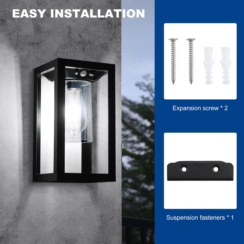 Sensore di movimento luce solare portico illuminazione esterna IP65 Sconce Lampada di lanterna da parete per la porta d'ingresso del patio