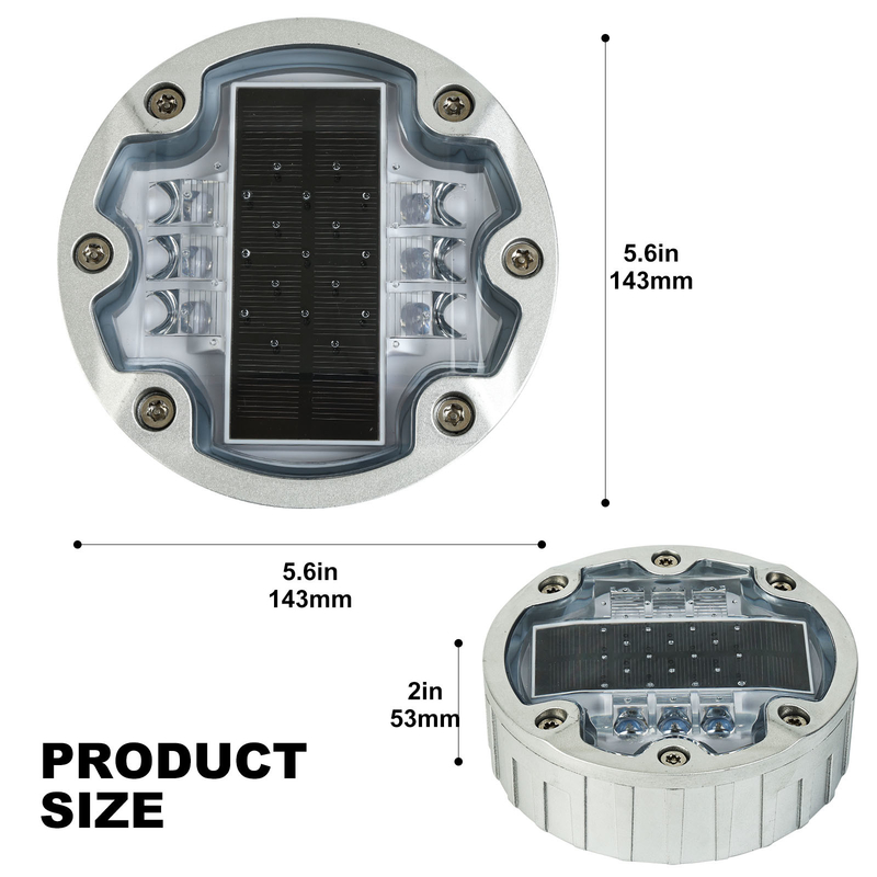Strada solare incorporata Stud alluminio 60 tonnellate Resiste alla luce lampeggiante Garage impermeabile Autostrada Giardino Strada bordo