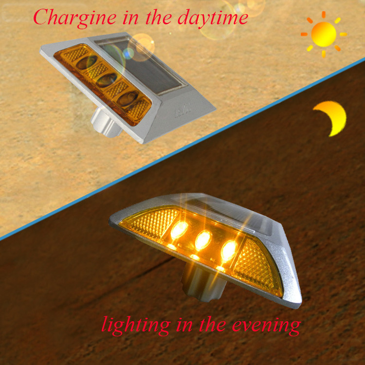 IP68 resistente all'acqua Spike solare LED riflettore in alluminio fuso luci di guida stradale con piedi