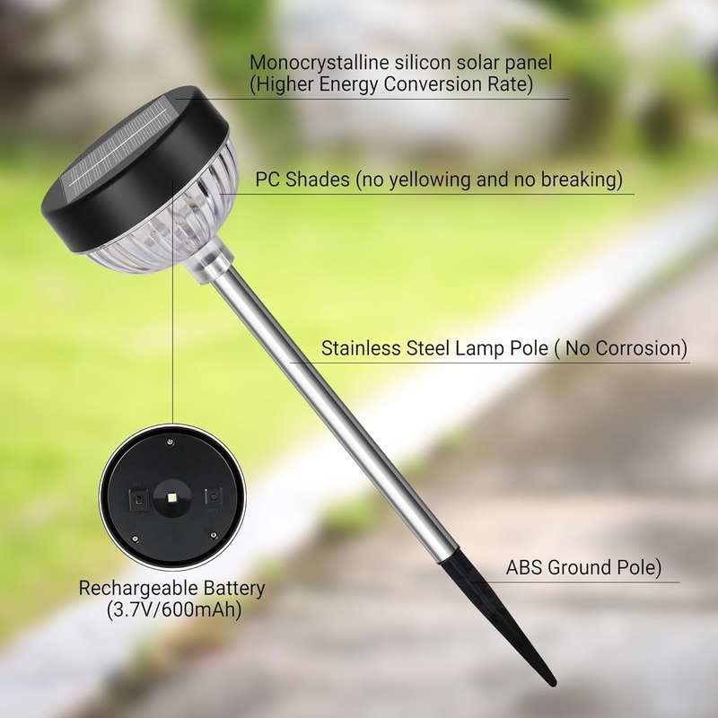 15 ore di tempo di lavoro luce a palo solare con 6 pcs led qty e 1 pcs perline qty