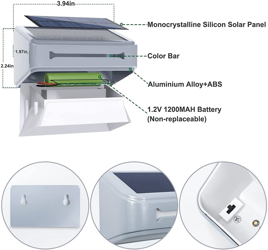 200g 3PCS Acque resistenti all'aria aperta luce solare per pareti RGB Panello solare bianco caldo Batteria al litio ternario