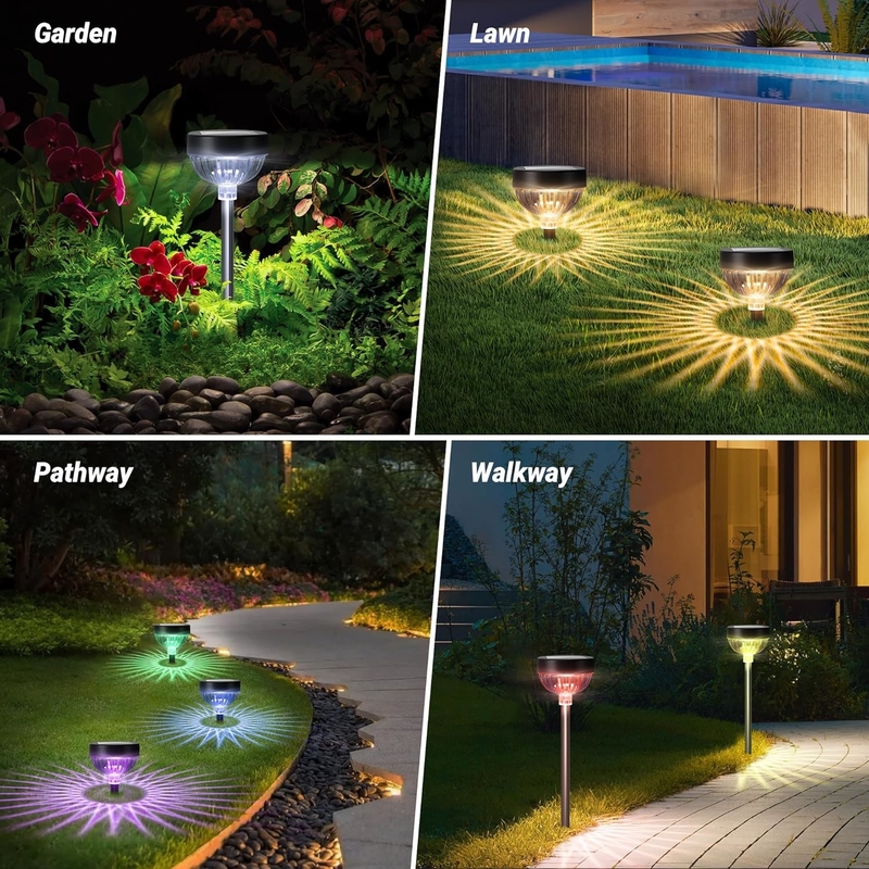 RGB LED Light IP65 Outdoor Waterproof Solar Stake Light con accensione automatica e 15 ore di lavoro