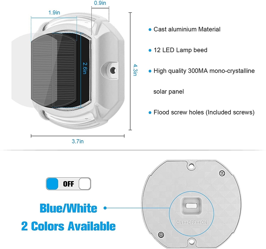 Alumini IP68 impermeabile a energia solare luci di arrivo per scalinate esterne