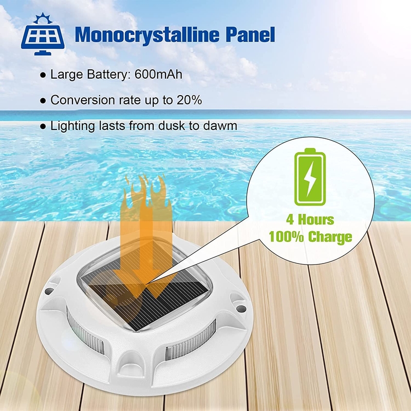 IP67 Lampada di dock solare impermeabile con batteria 1.2V/600MAH Batteria Ni-Mh -20C- 60C per la sicurezza e l'illuminazione del molo