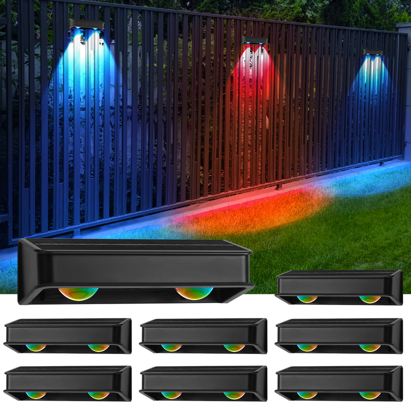 Porta di cortile bianca calda Recinzione Deck Giardino Illuminazione impermeabile Lampada a piccoli passi Esterno Solare Su e giù Luci di parete