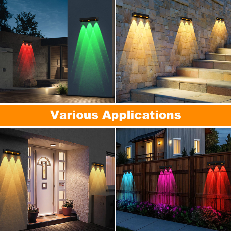 Vendita a caldo IP65 pannello solare in polisilicio impermeabile luce bianca calda luce su e giù fonte di luce solare LED lampada da parete hotel
