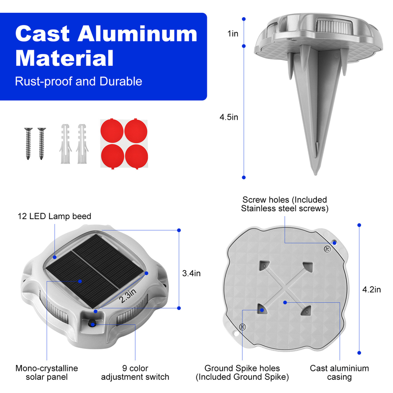 Forma rotonda Pavimentazione Luce solare LED Strada Stud Marcatori strada lampeggianti Dock luce solare