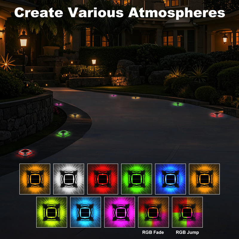 Forma rotonda Pavimentazione Luce solare LED Strada Stud Marcatori strada lampeggianti Dock luce solare