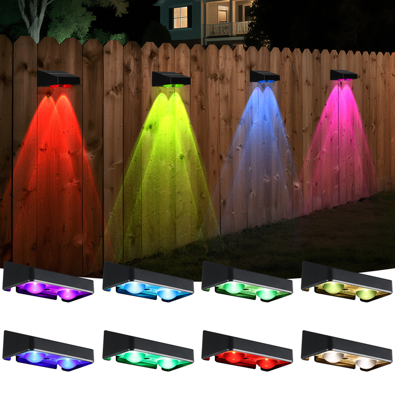 Porta di cortile bianca calda Recinzione Deck Giardino Illuminazione impermeabile Lampada a piccoli passi Esterno Solare Su e giù Luci di parete