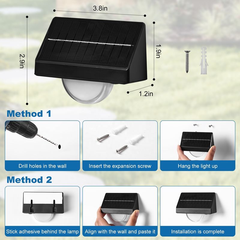 Luci per gradini solari a LED per esterni IP65 impermeabili 7 colori RGB