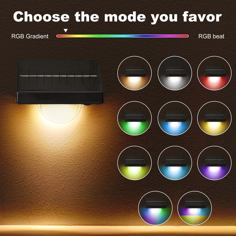 Luci per gradini solari a LED per esterni IP65 impermeabili 7 colori RGB