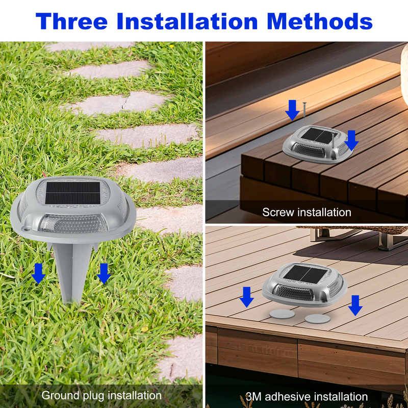 IP67 Waterproof Solar Dock Light con batteria 1.2V/600mah e pannello solare 2V/140ma in bianco + blu