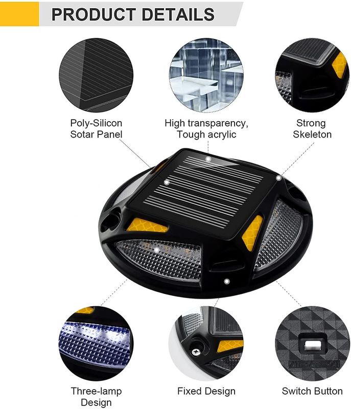 Strada solare in alluminio con 12 LED con batteria 1.2V Ni-Mh e 4,5 ore di ricarica per 20 ore di funzionamento