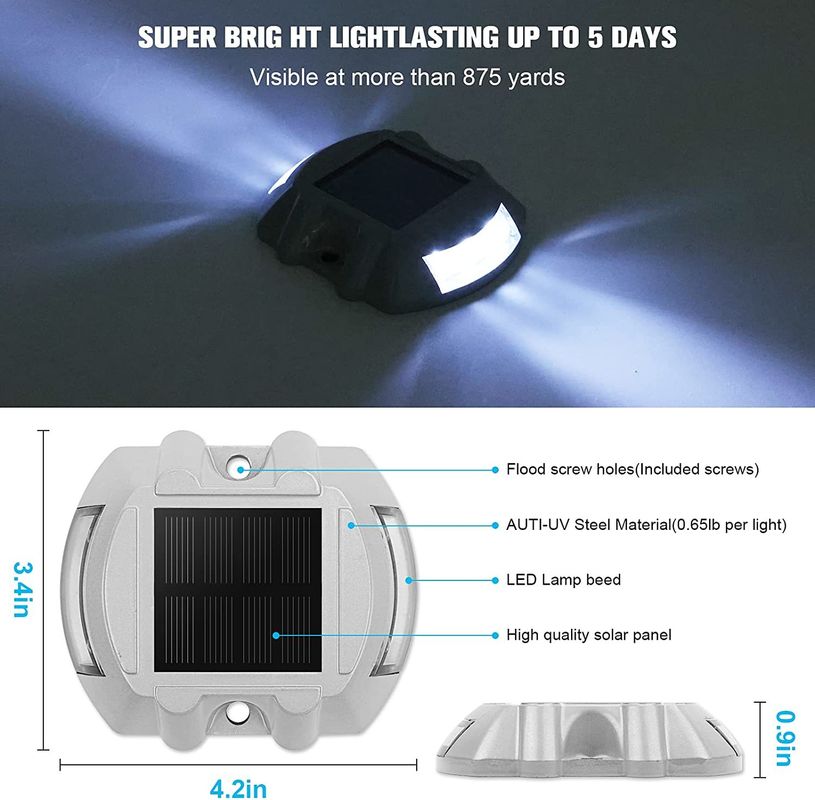 Stagno stradale solare con distanza visiva > 500 m Durata di vita > 3 anni e compressione ad alta resistenza > 20 T per la sicurezza del traffico