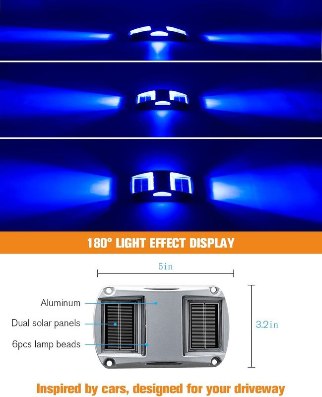 6 Lampade a LED IP68 Acque resistenti luce solare dock con 5000K luce diurna per l'illuminazione del percorso di strada senza fili